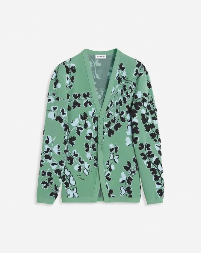 Women Knitwear Lanvin Tailored Jacquard Cardigan Vert De Gris
