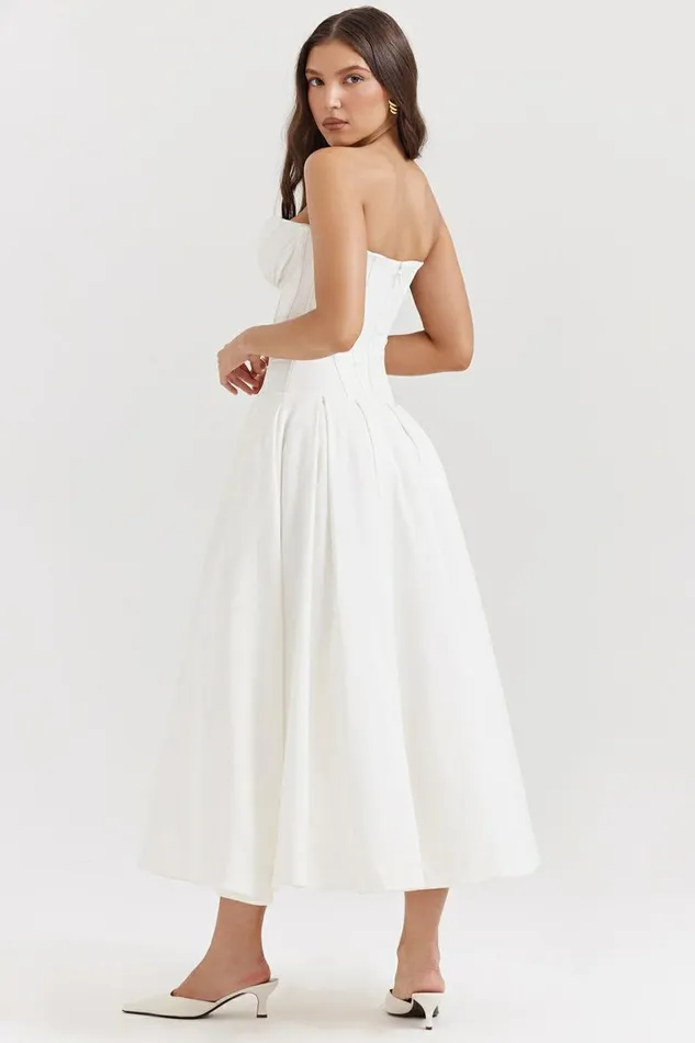 Women Lady White Strapless Midi Dress House Of CB Dresses