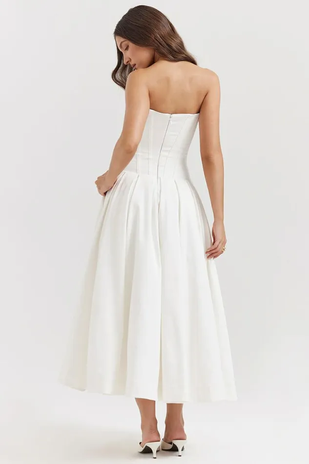 Women Lady White Strapless Midi Dress House Of CB Dresses