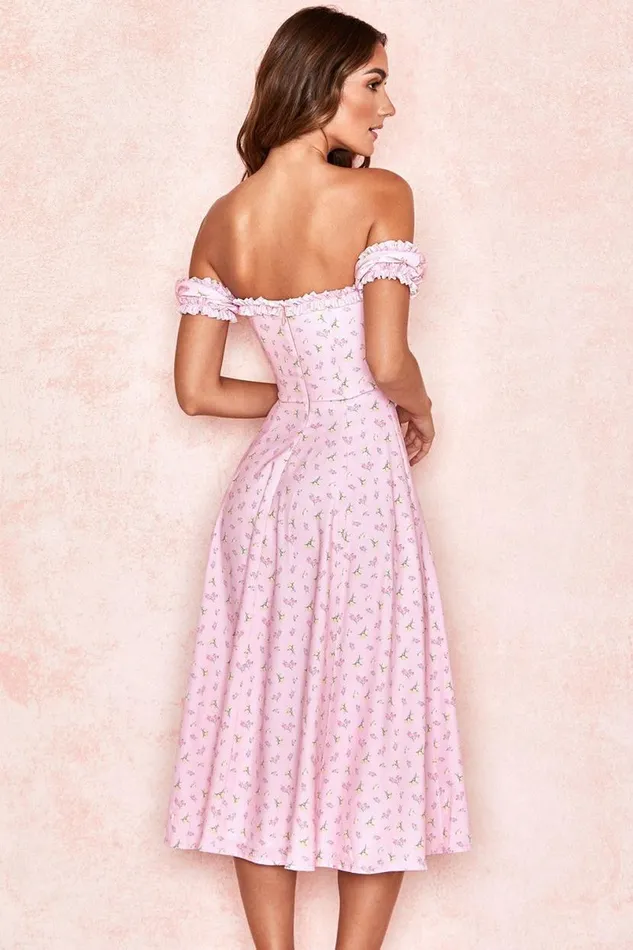 Women Lauren Pink Floral Strapless Midi Sundress House Of CB Dresses Women Lauren Pink Floral Strapless Midi Sundress House Of CB Dresses