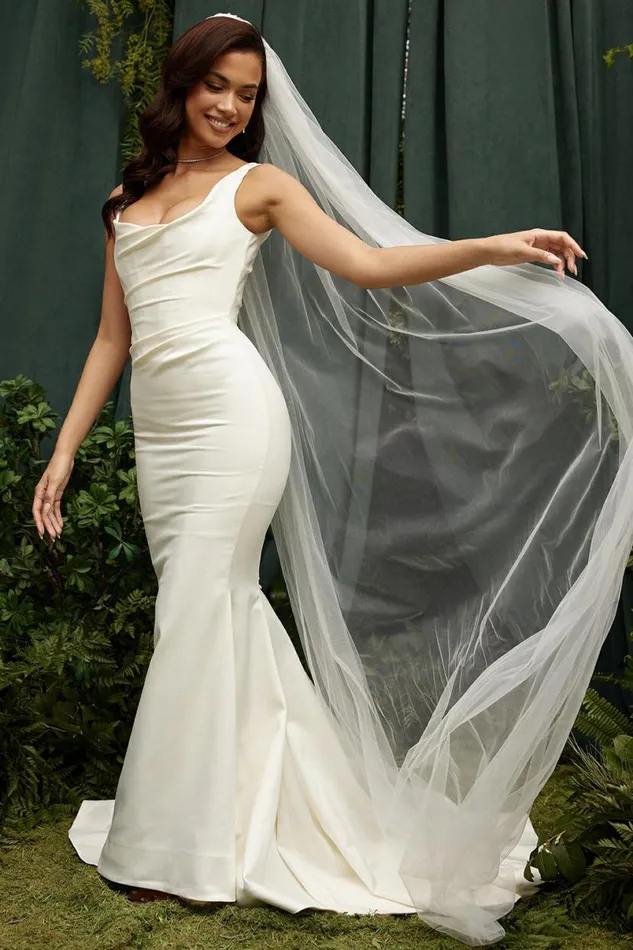 Women Leone White Ultra Long Soft Tulle Veil House Of CB Shop Bridal Women Leone White Ultra Long Soft Tulle Veil House Of CB Shop Bridal