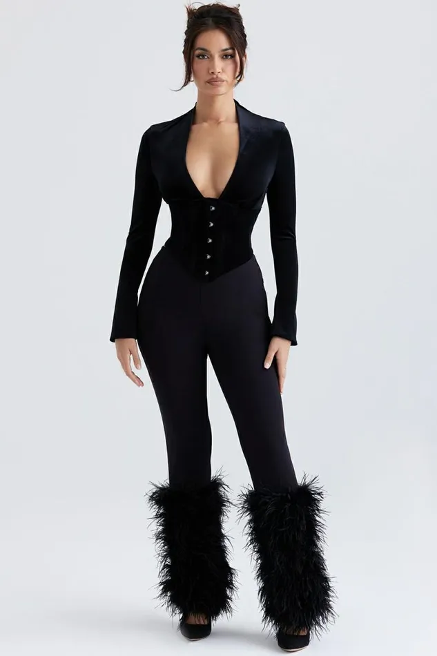 Women Leonora Black Velvet Corset House Of CB Corsets Women Leonora Black Velvet Corset House Of CB Corsets