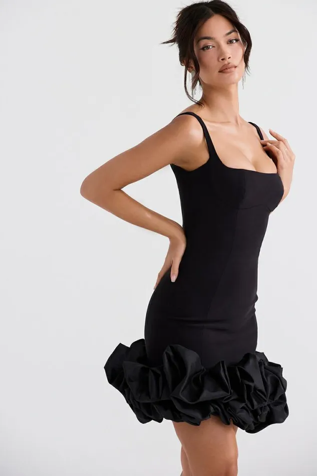 Women Lilou Black Ruffle Hem Dress House Of CB Dresses