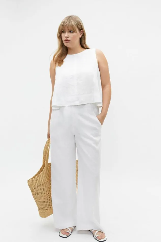 Women Linen Seed Heritage Core Linen Waisted Pant Whisper White