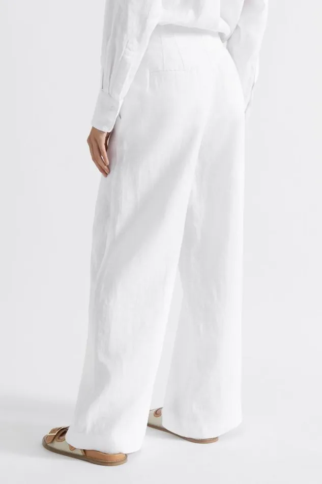 Women Linen Seed Heritage Core Linen Waisted Pant Whisper White