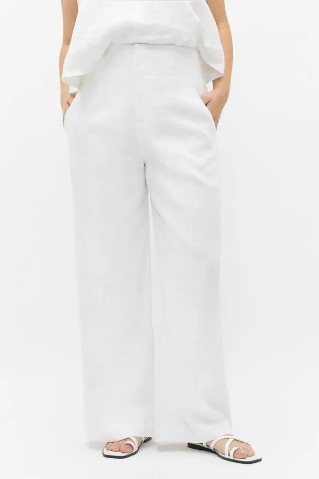Women Linen Seed Heritage Core Linen Waisted Pant Whisper White