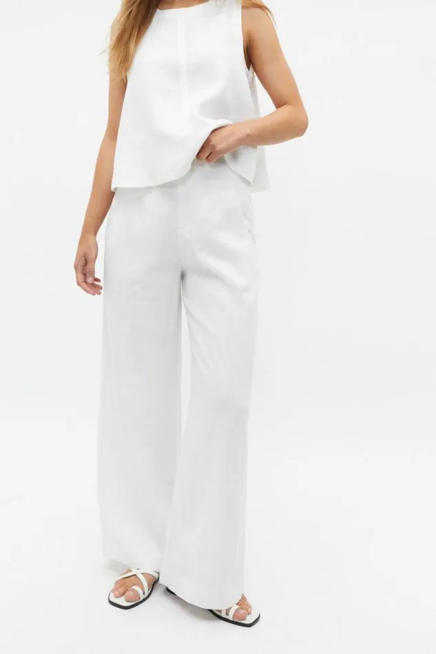 Women Linen Seed Heritage Core Linen Waisted Pant Whisper White
