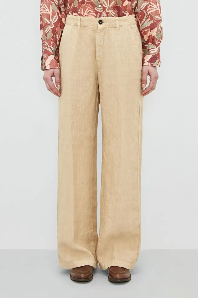 Women LOIS 8211 Linen Trousers 8211 Sabbia Massimo Alba Trousers and Shorts