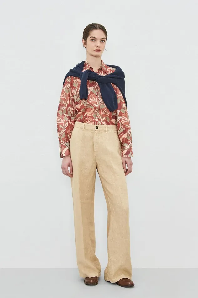 Women LOIS 8211 Linen Trousers 8211 Sabbia Massimo Alba Trousers and Shorts