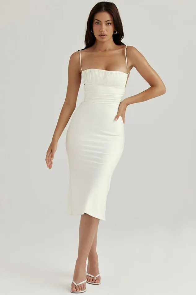 Women Lois Ivory Satin Corset Midi Dress House Of CB Dresses Women Lois Ivory Satin Corset Midi Dress House Of CB Dresses