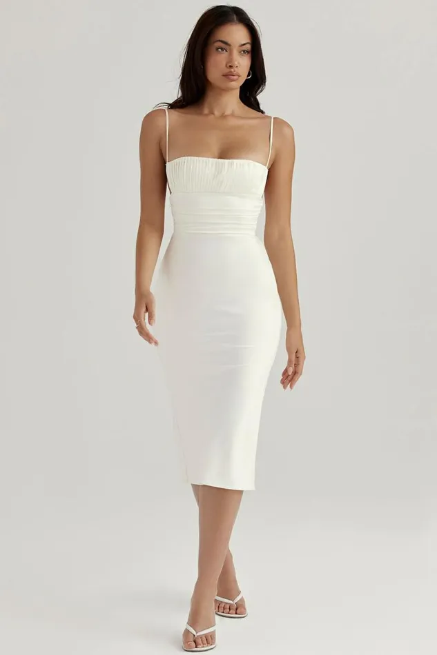 Women Lois Ivory Satin Corset Midi Dress House Of CB Dresses Women Lois Ivory Satin Corset Midi Dress House Of CB Dresses