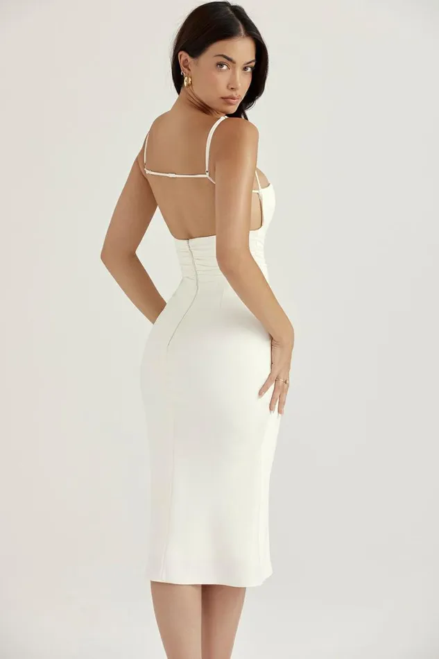 Women Lois Ivory Satin Corset Midi Dress House Of CB Dresses Women Lois Ivory Satin Corset Midi Dress House Of CB Dresses