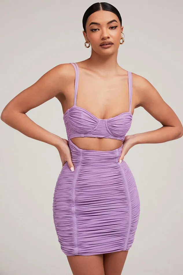 Women LOVERS MISTRESS ROCKS LILAC CUTOUT MESH DRESS House Of CB Dresses