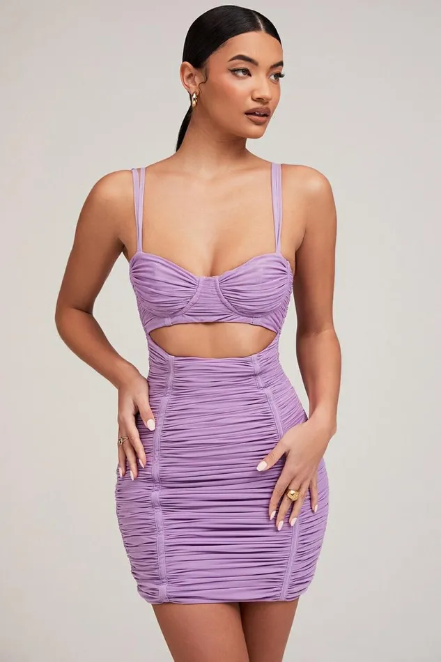Women LOVERS MISTRESS ROCKS LILAC CUTOUT MESH DRESS House Of CB Dresses