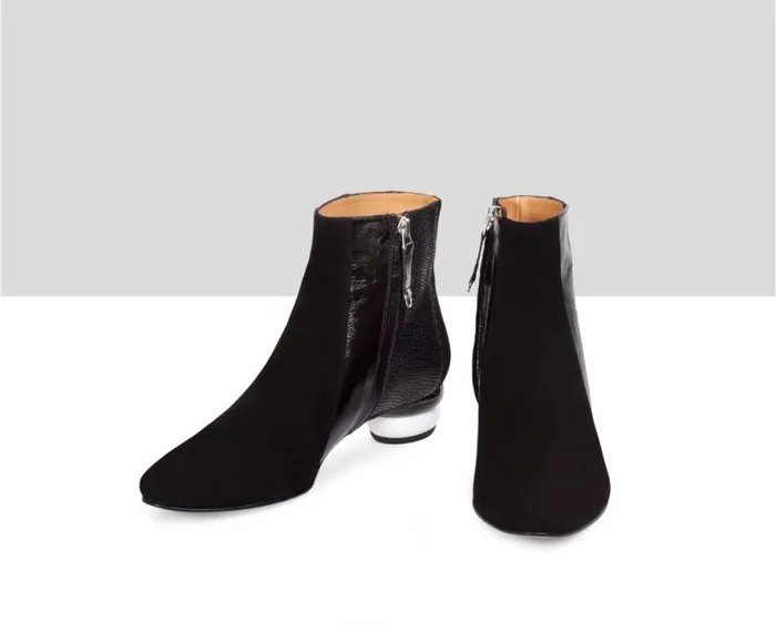Women Low Heel Audley Shoes Low Heel Leather Booties Calista Black