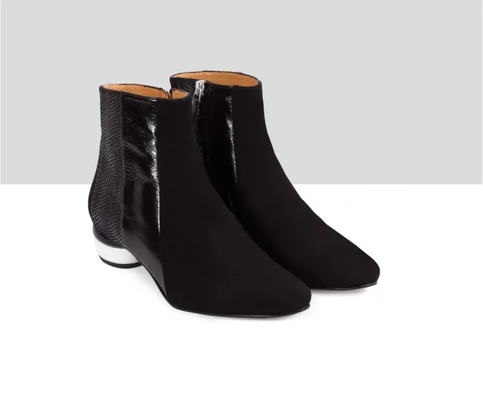 Women Low Heel Audley Shoes Low Heel Leather Booties Calista Black