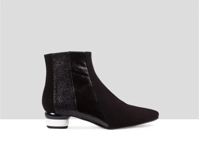 Women Low Heel Audley Shoes Low Heel Leather Booties Calista Black