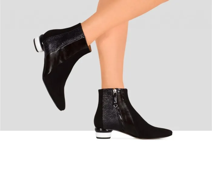 Women Low Heel Audley Shoes Low Heel Leather Booties Calista Black