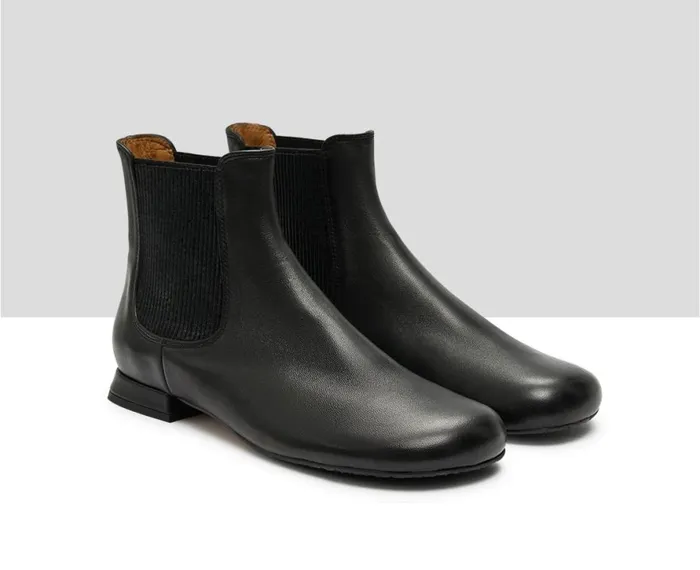 Women Low Heel Audley Shoes Low Heel Leather Booties Kelly Black
