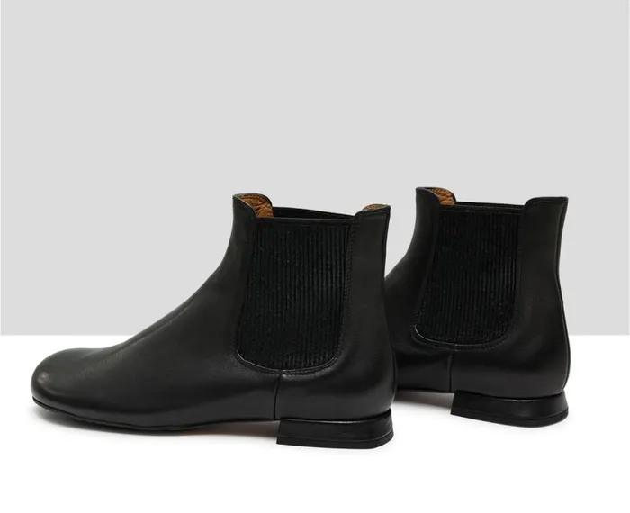 Women Low Heel Audley Shoes Low Heel Leather Booties Kelly Black