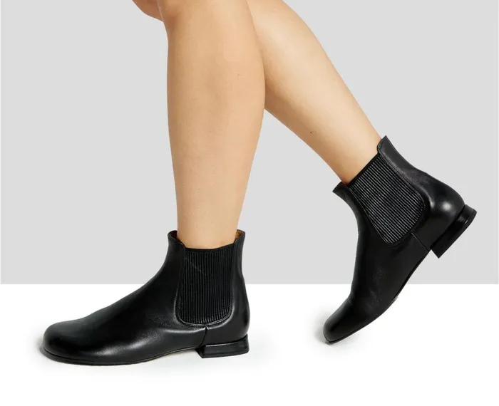 Women Low Heel Audley Shoes Low Heel Leather Booties Kelly Black