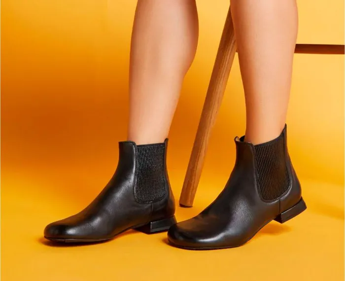 Women Low Heel Audley Shoes Low Heel Leather Booties Kelly Black