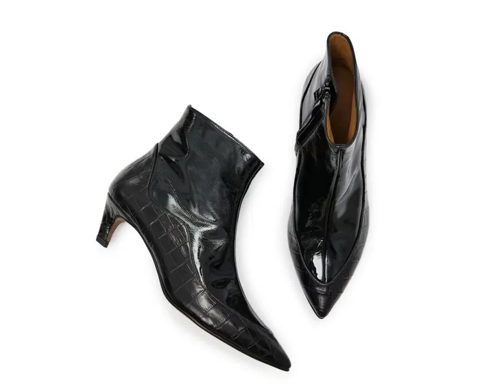 Women Low Heel Audley Shoes Low Heel Leather Booties Kiraz Black
