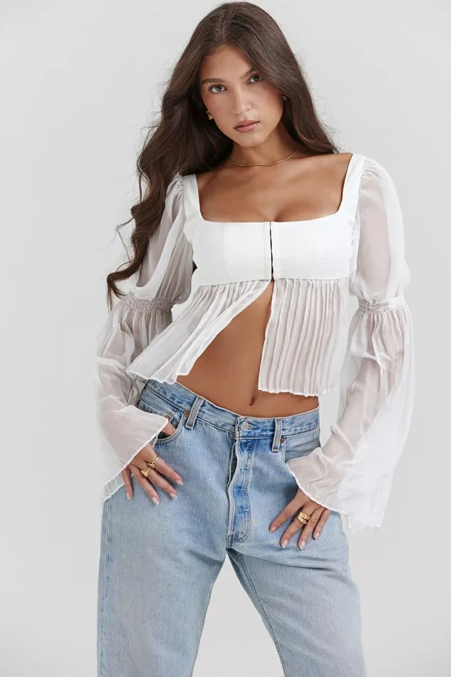 Women Lucie White Pleated Top House Of CB Corsets