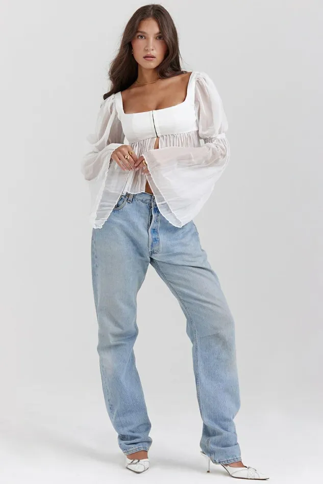 Women Lucie White Pleated Top House Of CB Corsets