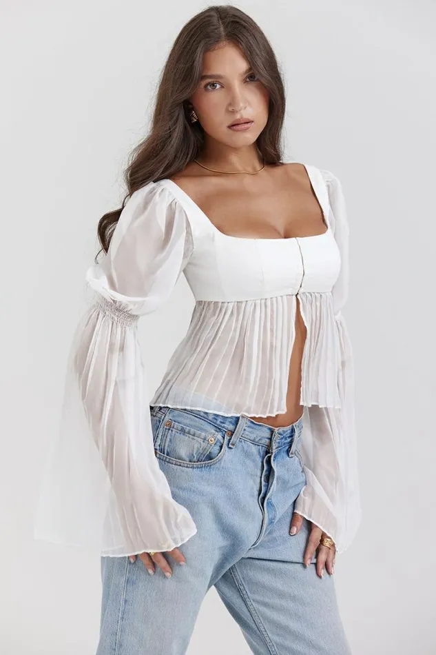Women Lucie White Pleated Top House Of CB Corsets