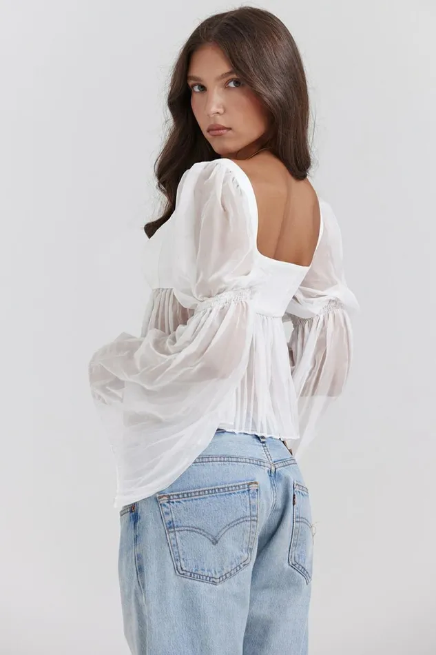 Women Lucie White Pleated Top House Of CB Corsets