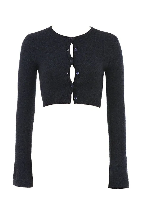 Women Lulie Navy Fluffy Knit Cropped Cardigan House Of CB Tops