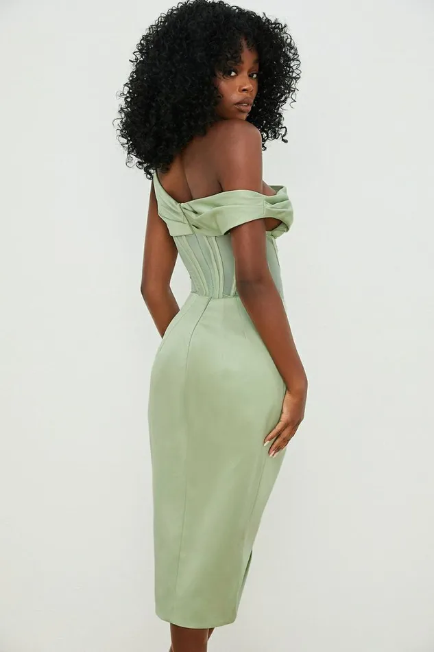 Women Lulu Pistachio Asymmetric Drape Midi Corset Dress House Of CB Dresses Women Lulu Pistachio Asymmetric Drape Midi Corset Dress House Of CB Dresses