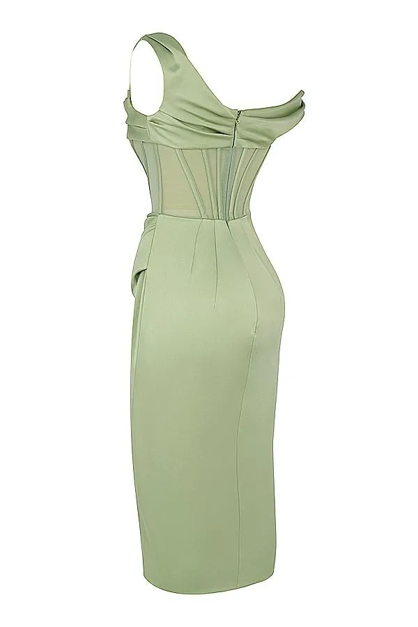 Women Lulu Pistachio Asymmetric Drape Midi Corset Dress House Of CB Dresses Women Lulu Pistachio Asymmetric Drape Midi Corset Dress House Of CB Dresses