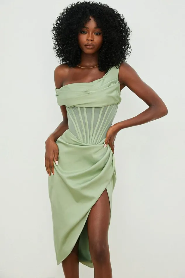 Women Lulu Pistachio Asymmetric Drape Midi Corset Dress House Of CB Dresses Women Lulu Pistachio Asymmetric Drape Midi Corset Dress House Of CB Dresses