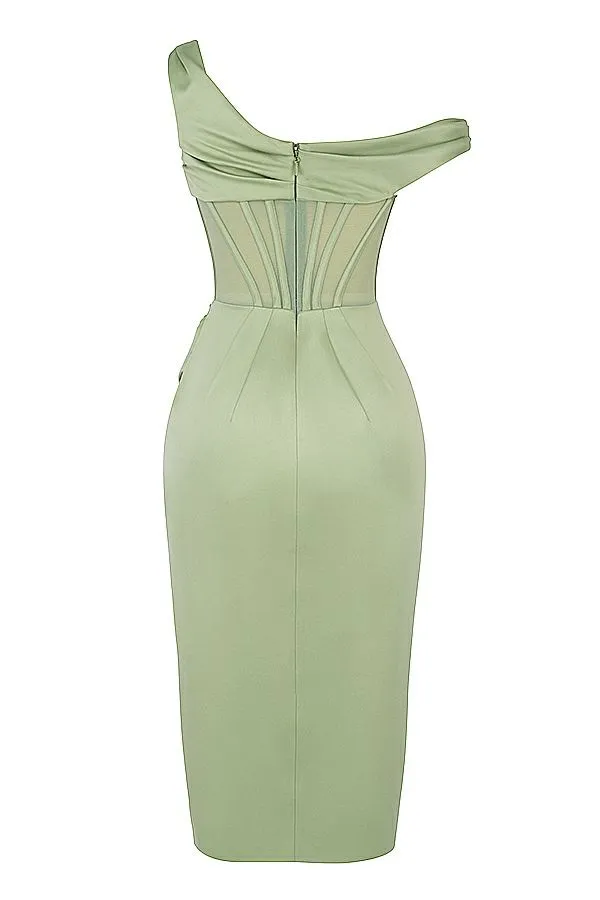 Women Lulu Pistachio Asymmetric Drape Midi Corset Dress House Of CB Dresses Women Lulu Pistachio Asymmetric Drape Midi Corset Dress House Of CB Dresses