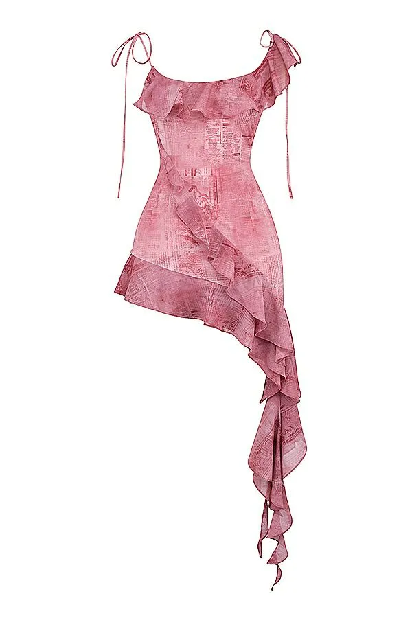 Women Lyrah Pink Print Ruffle Mini Dress House Of CB Dresses Women Lyrah Pink Print Ruffle Mini Dress House Of CB Dresses