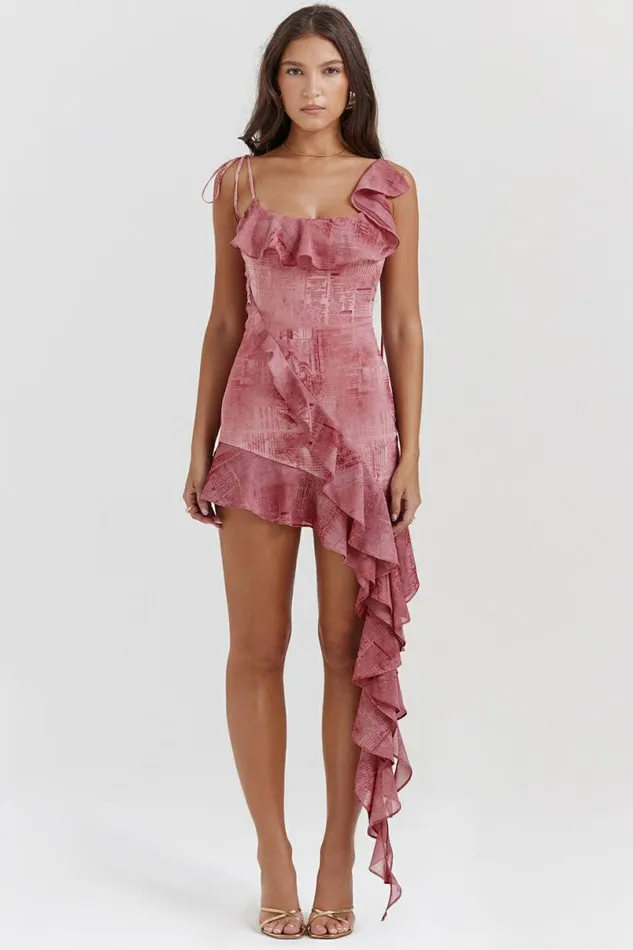 Women Lyrah Pink Print Ruffle Mini Dress House Of CB Dresses Women Lyrah Pink Print Ruffle Mini Dress House Of CB Dresses