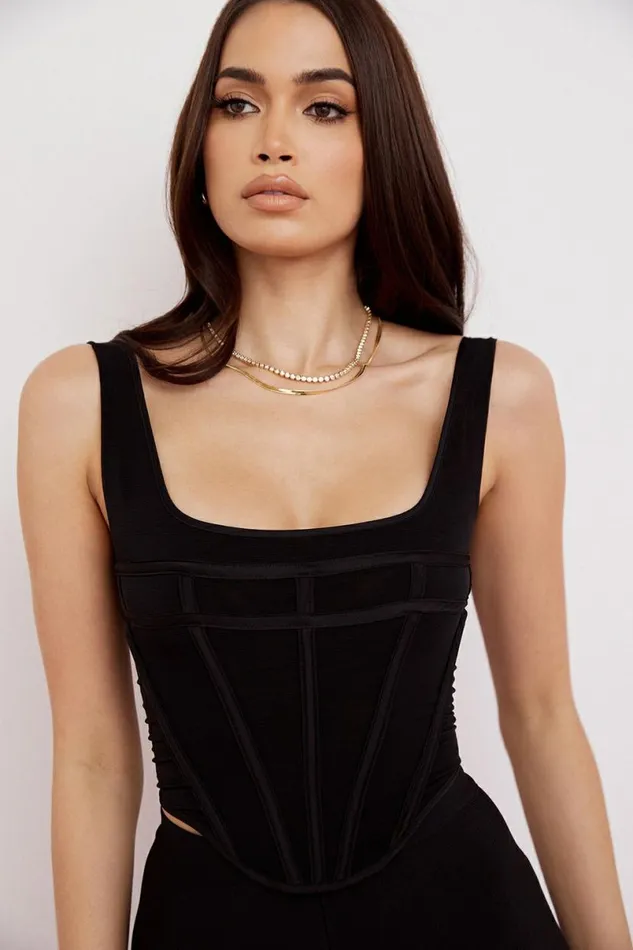 Women Mabel Black Mesh Corset Top House Of CB Corsets