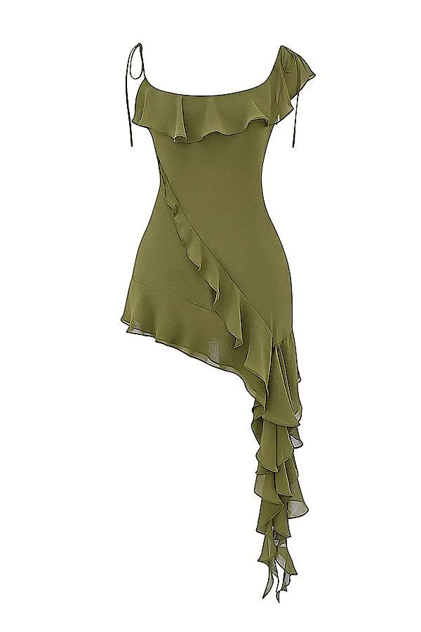 Women Marcia Olive Ruffle Mini Dress House Of CB Dresses