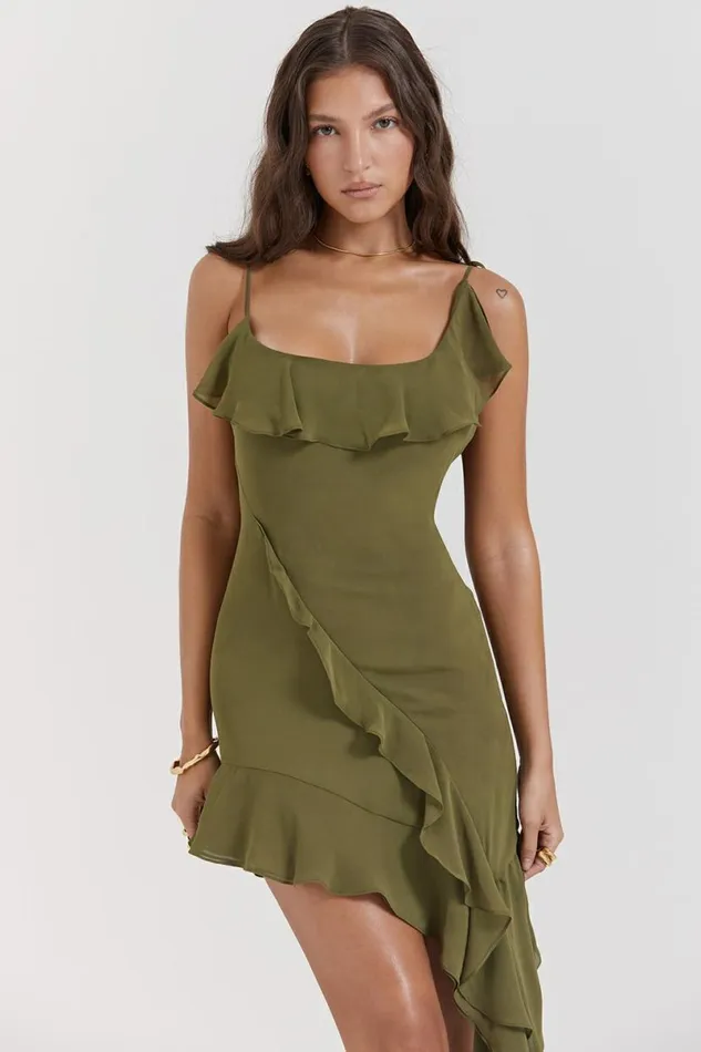 Women Marcia Olive Ruffle Mini Dress House Of CB Dresses