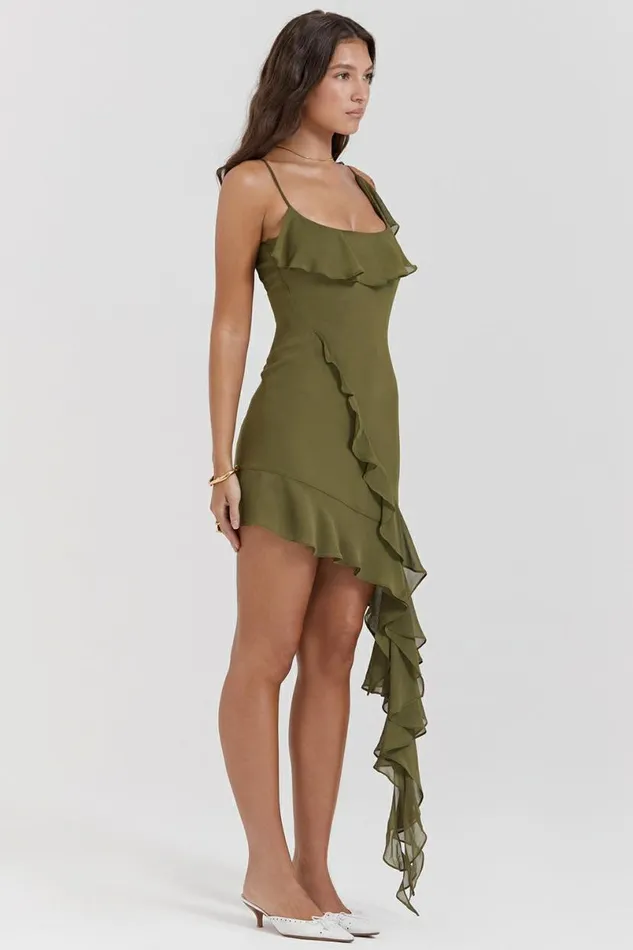 Women Marcia Olive Ruffle Mini Dress House Of CB Dresses