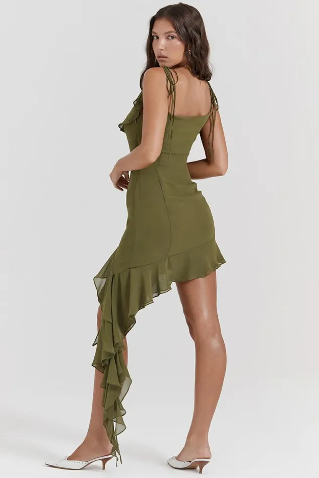 Women Marcia Olive Ruffle Mini Dress House Of CB Dresses