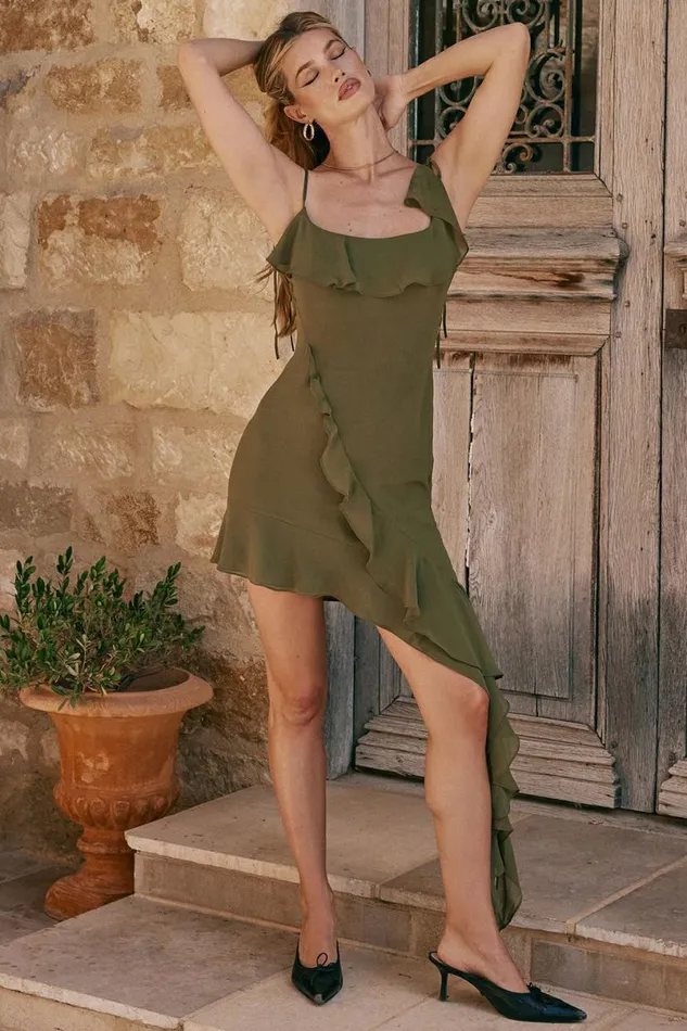 Women Marcia Olive Ruffle Mini Dress House Of CB Dresses