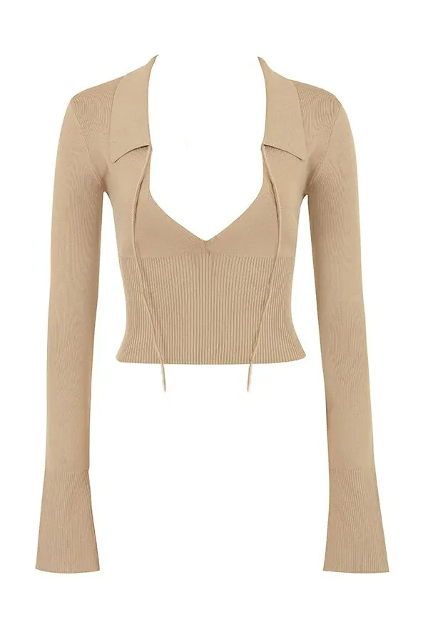 Women Marianne Camel Knit Top House Of CB Tops