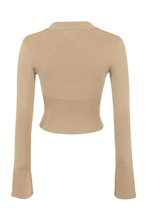 Women Marianne Camel Knit Top House Of CB Tops