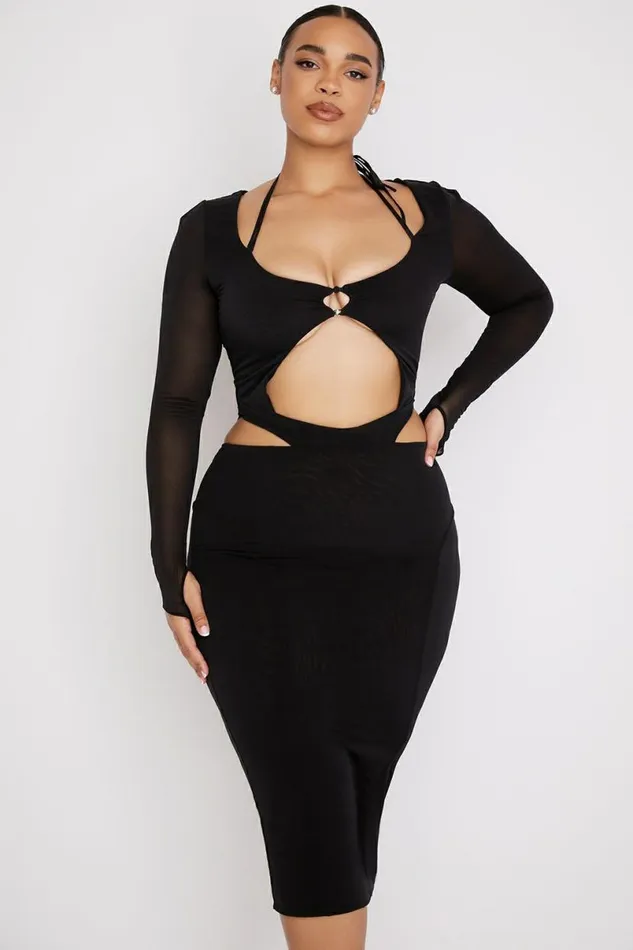 Women Marina Black Cutout Midi Dress House Of CB Dresses Women Marina Black Cutout Midi Dress House Of CB Dresses
