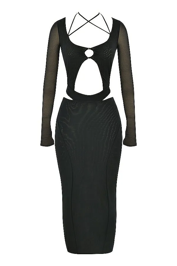 Women Marina Black Cutout Midi Dress House Of CB Dresses Women Marina Black Cutout Midi Dress House Of CB Dresses