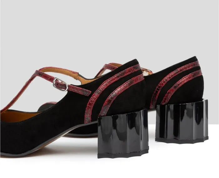 Women Medium Heel Audley Shoes Low Heel Leather Shoe Gracia Black
