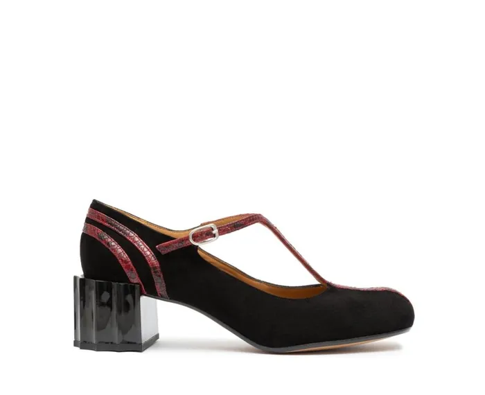 Women Medium Heel Audley Shoes Low Heel Leather Shoe Gracia Black